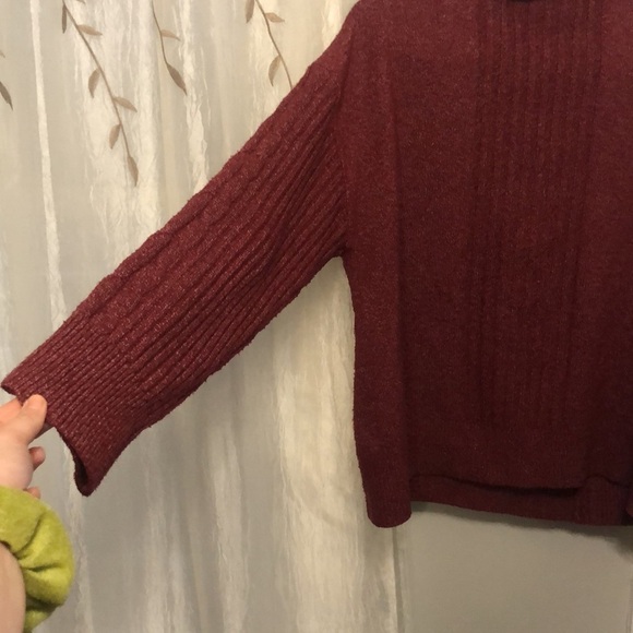 Design History Burgundy Exaggerated Stand Collar Pull Over Sweater Top XL - Picture 7 of 9